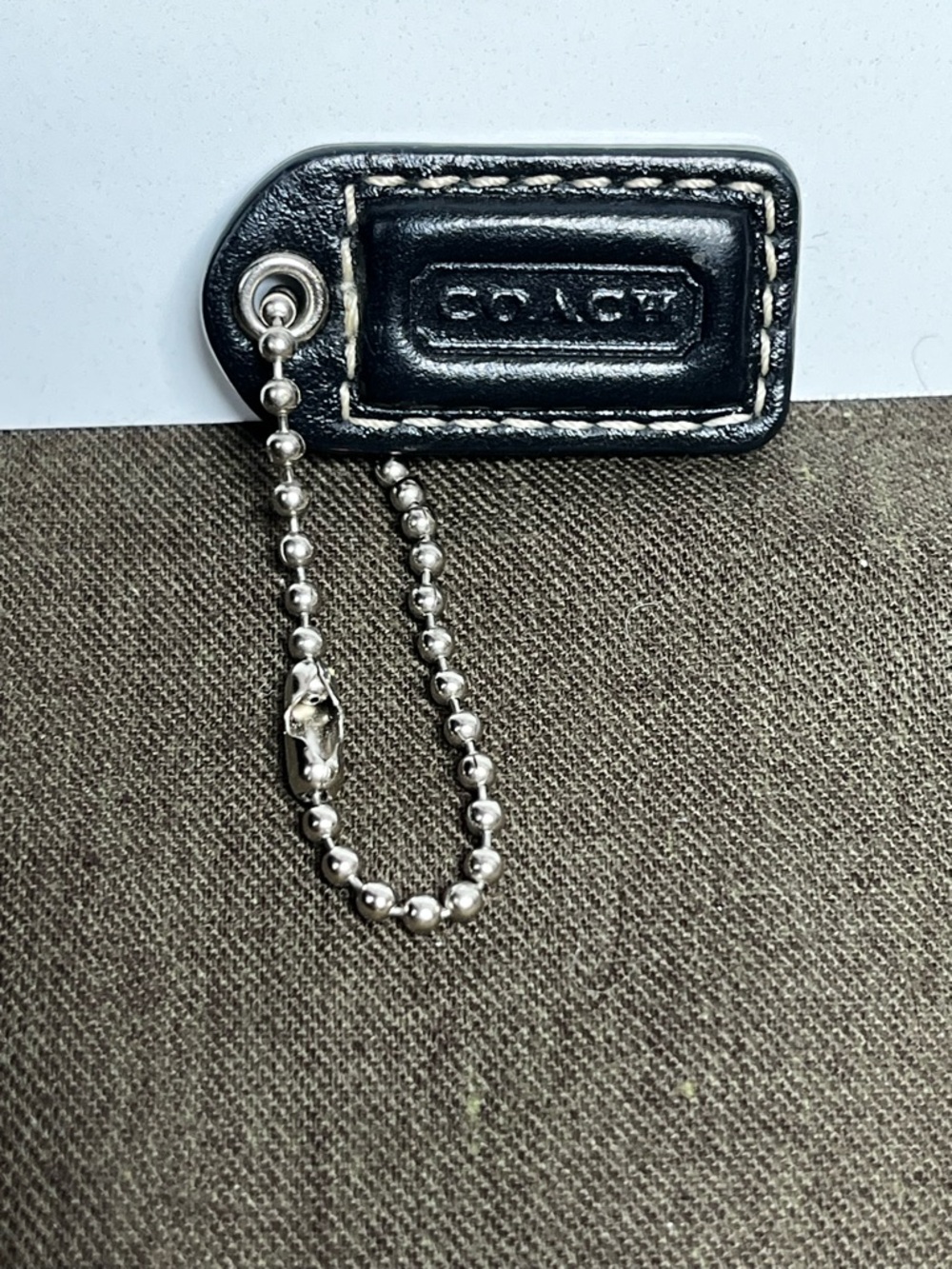 Coach Black w/ White Stitching 1.5” Leather Hangtag